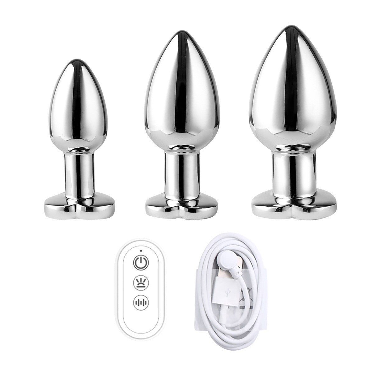 Remote control stainless steel LED anal plug