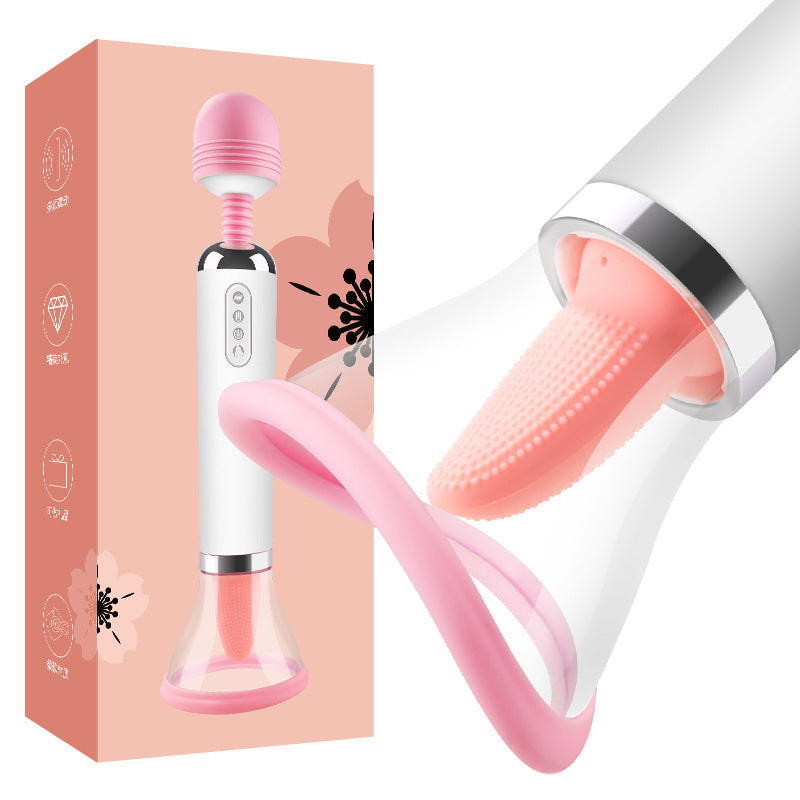 Double-headed Female Heating Sucking Licking AV Vibrator Stick