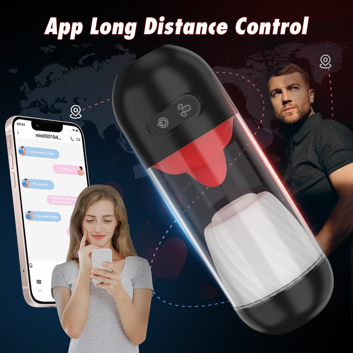 Visual Electric Male Stroker, Multi Frequency Tongue Licking Rotating Vibrating Rechargeable Pleasure Toy for Men