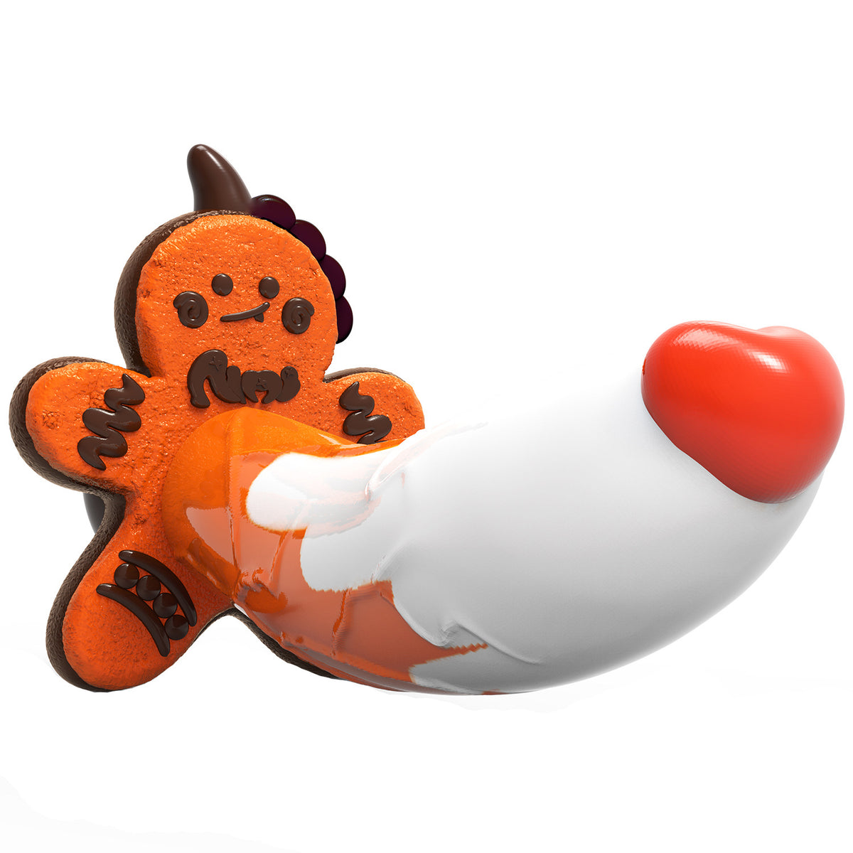 Gingerbread Man Shaped Silicone Toy with Strong Suction Cup Base, Handheld Use for Adults