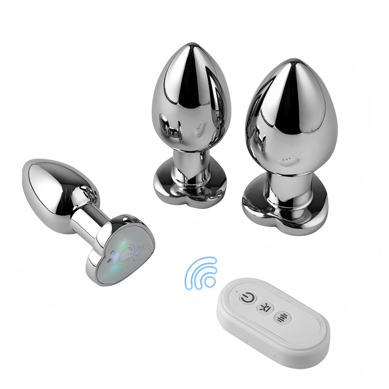 Remote control stainless steel LED anal plug