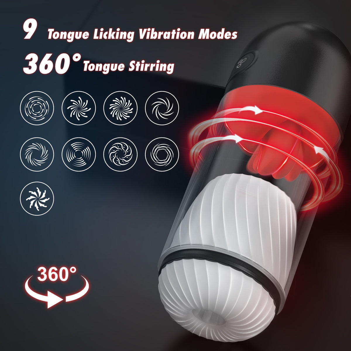 Visual Electric Male Stroker, Multi Frequency Tongue Licking Rotating Vibrating Rechargeable Pleasure Toy for Men