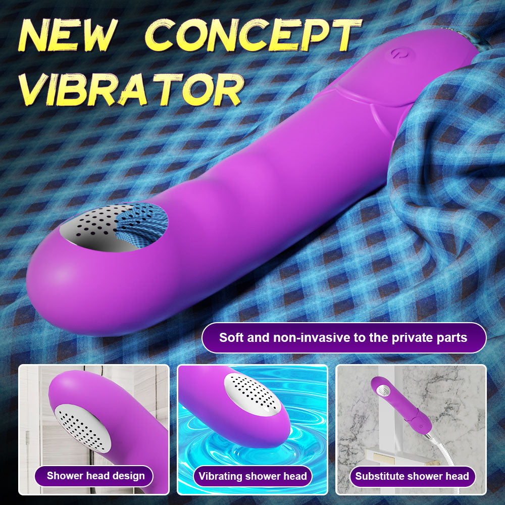 Showerhead Silicone Vibrator, Multi Vibration Modes G-spot & Anal Stimulator Waterproof Rechargeable Pleasure Massage Toy for Women