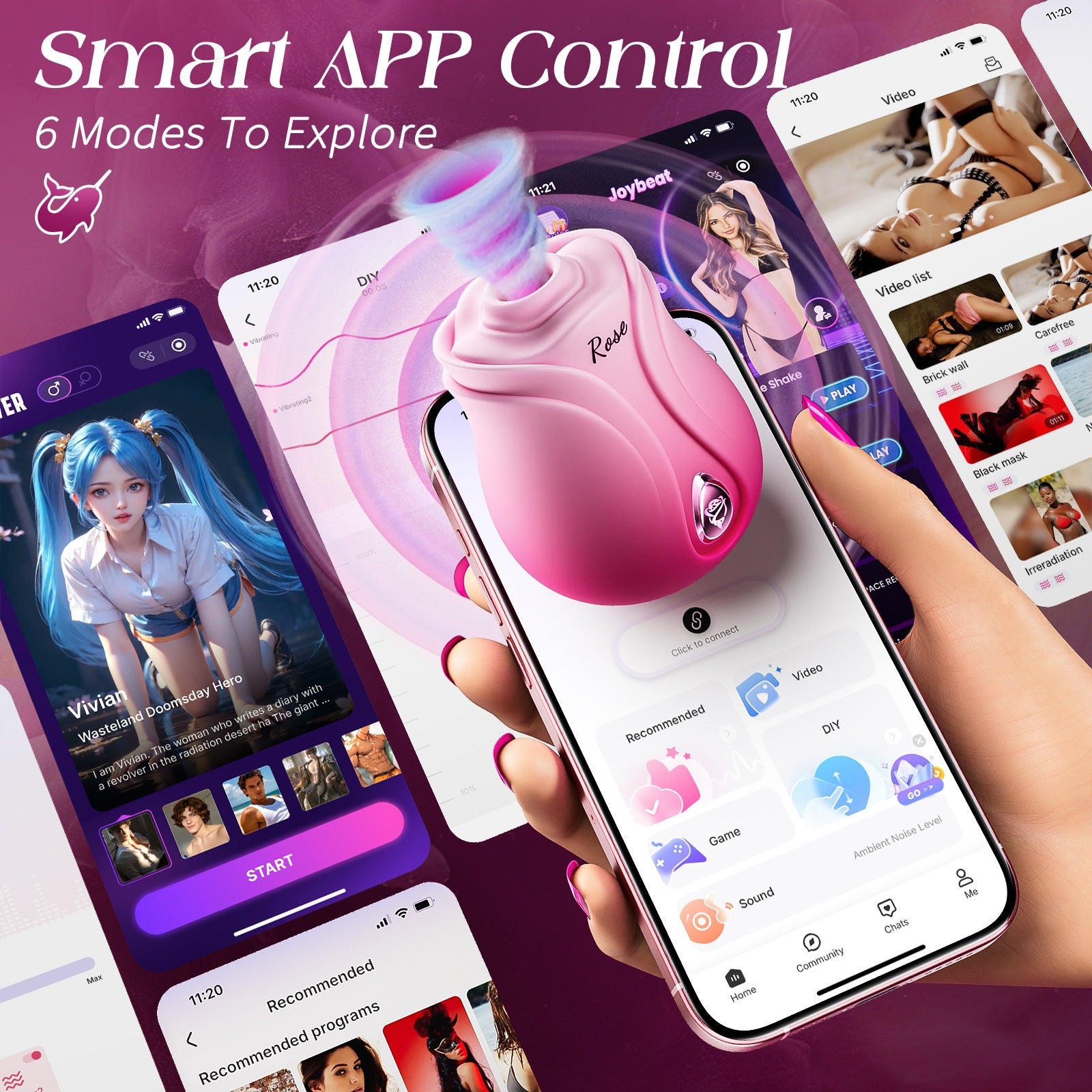 APP-controlled Rose-shaped Clitoral Suction Vibrator