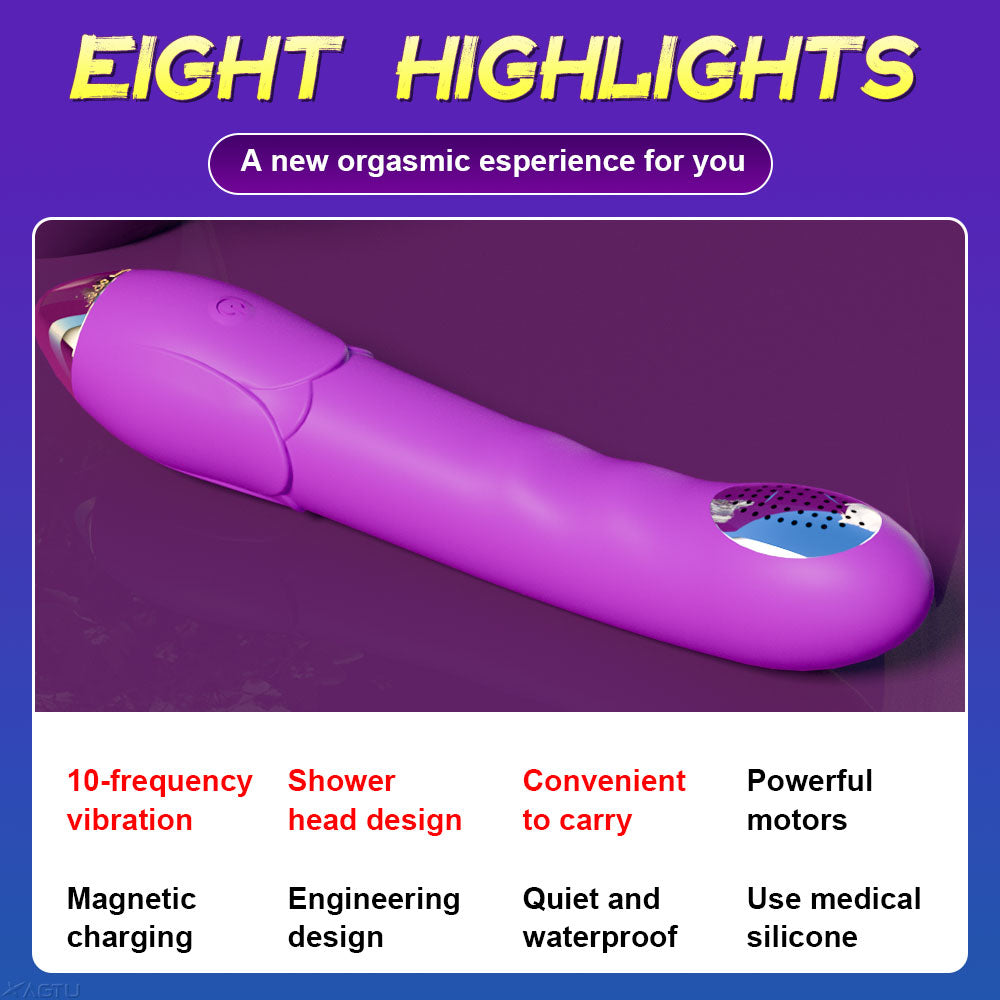 Showerhead Silicone Vibrator, Multi Vibration Modes G-spot & Anal Stimulator Waterproof Rechargeable Pleasure Massage Toy for Women