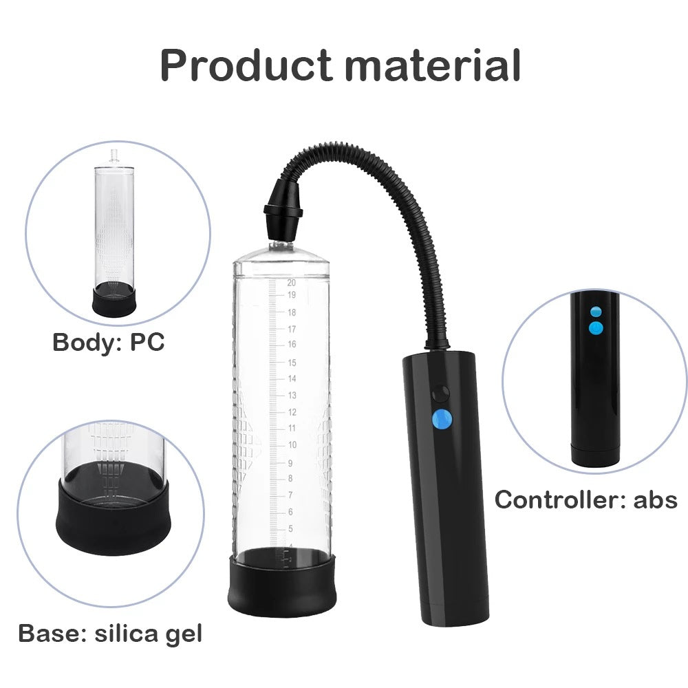 Electric Vacuum Suction Pump for Men, USB Rechargeable Male Trainer Set, Adjustable High Suction Adult Pleasure Device