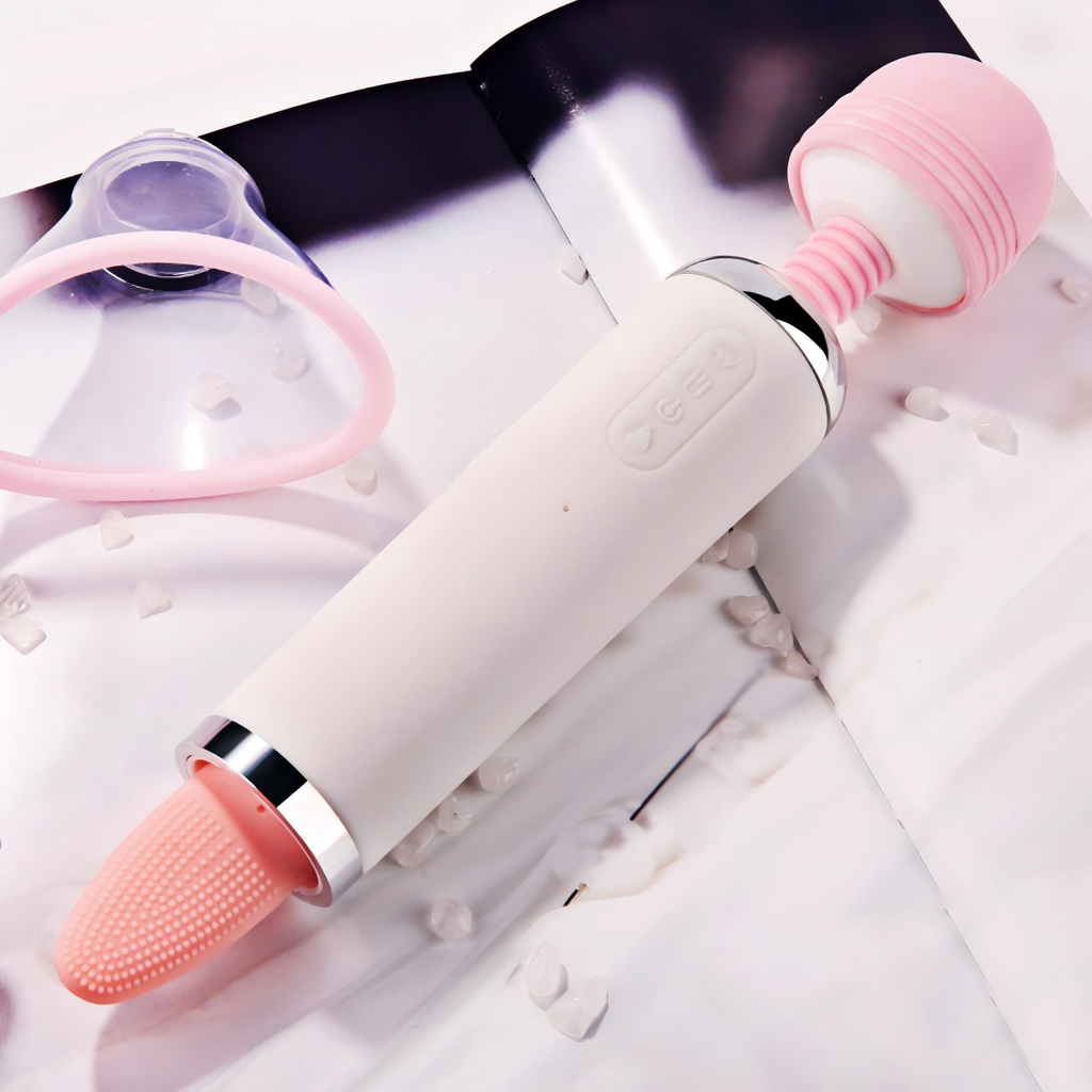 Double-headed Female Heating Sucking Licking AV Vibrator Stick