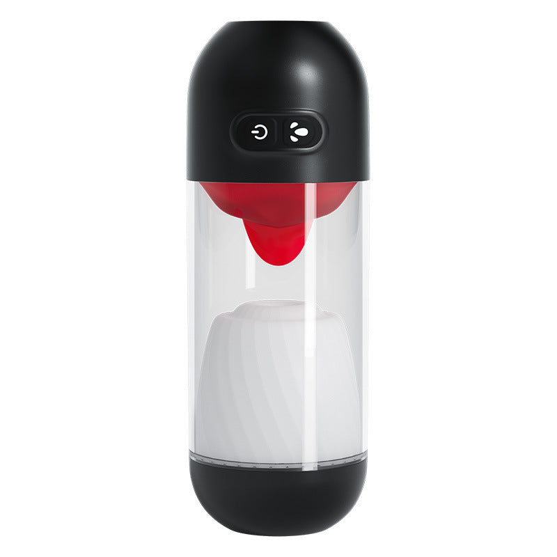 Visual Electric Male Stroker, Multi Frequency Tongue Licking Rotating Vibrating Rechargeable Pleasure Toy for Men