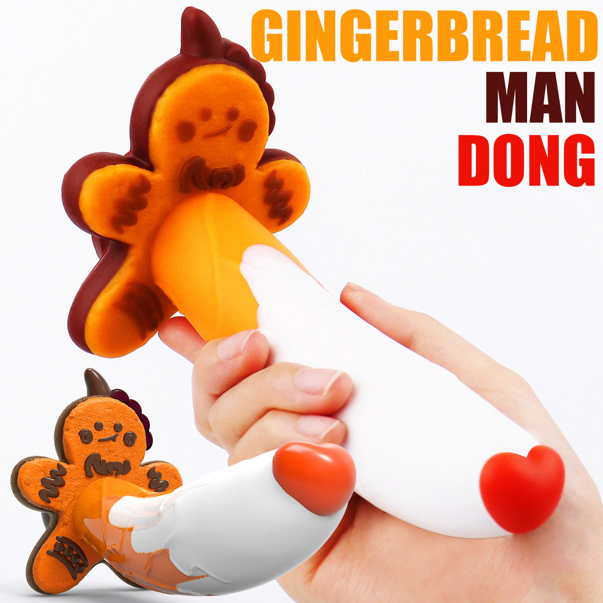 Gingerbread Man Shaped Silicone Toy with Strong Suction Cup Base, Handheld Use for Adults